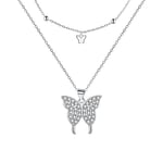 J.MUEN Collier Papillon Femme en Argent Sterling 925 Pendentif Papillon Avec Zircone, Bijoux Papillon Cadeau de Saint Valentin Femmes Filles Anniversaire Cadeau