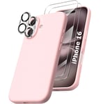 Coque Silicone Rose + Verres Trempes et Protections Camera Arriere X2 Pour iPhon