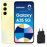 Samsung Galaxy A35 5G, Smartphone Android, 256 Go, Chargeur secteur rapide 25W inclus [Exclusivité Amazon], Smartphone déverrouillé, Lime, Version FR