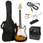 RockJam Full Size Electric Guitar Kit with 10-Watt Guitar Amp, Lessons, Strap,