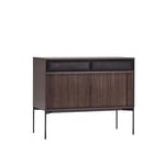 Ritzwell - Jabara JB 2118 Sideboard, Oak Frame Body A, Natural Urethane Frame Black Thick Leather Front Drawer - Sideboards - Shinsaku Miyamoto - Brun - Läder/Metall/Trä