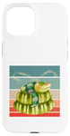 Coque pour iPhone 15 Serpent vert dormant paisible serpents granuleux animaux