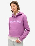 Superdry Cooper Tonal Logo Hoody - Purple, Purple, Size 14, Women