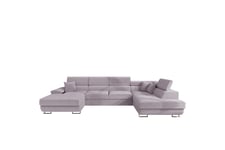 Reginia Sofa med Divan og Sjeselong 4-seter - Lilla U-sofa