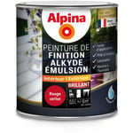 Alpina - Peinture Alkyde en Emulsion Bois & Multisupports - Intérieur & Extérieur - Brillant Couleur: Rouge cerise - Conditionnement: 0.5L