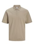 JACK & JONES Mens Mac Zip Short Sleeve Polo Shirt Crockery S