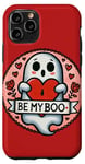 Coque pour iPhone 11 Pro Be my Boo Illustration fantôme Saint-Valentin