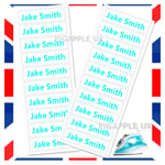 30 Personalised Iron On Name Labels Blue School uniform Care Home Tags kids