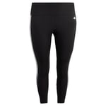 adidas Women's Train Essentials 3-Stripes High-Waisted 7/8 Leggings (Plus Size), Black, 3XL Plus