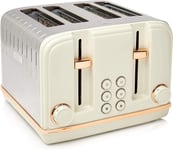 Haden - Salcombe Cream & Copper 4 Slice Toaster - Extra Wide Slot - Dual Control