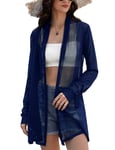 Gyabnw Cardigan Femme, Bolero Femme Chic et Elegant, Translucide Léger Respirant Gilet Long, Cyan Tibétain, M