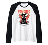 Vampurr Little But Dangerous Cat Cute Vampire Design Raglan Baseball Tee