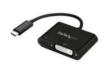 StarTech.com USB C to DVI Adapter with Power Delivery, 1080p USB Type-C to DVI-D Single Link Video Display Converter with Charging, 60W PD Pass-Through, Thunderbolt 3 Compatible, Black Ekstern videoadapter - Parade PS171 - USB-C