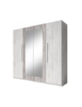 Armoire 4 portes avec miroirs couleur gris clair et gris foncé - IRINA