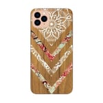 Coque Iphone 12 MINI Effet Bois Marbre Fleur dentelle