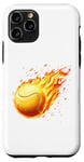 Coque pour iPhone 11 Pro brûlant balle de tennis feu joueur de tennis