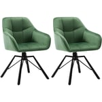 Woltu - Lot de 2 Chaises Pivotante à 360° Chaise Salle à Manger en Velours, Fauteuil Scandinave, Pieds en Métal, Vert Foncé