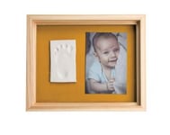 Baby Art Pure Frame - Kit Cadre avec Pâte à Modeler et Cadre Bois Pin Naturel, Rouleau, Panneau Arrière Réversible (Vert/Orange)