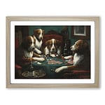 Dogs Playing Poker By Cassius Marcellus Coolidge Classic Painting Framed Wall Art Print, Ready to Hang Picture for Living Room Bedroom Home Office Décor, Oak A2 (64 x 46 cm)