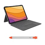 Logitech Combo Touch pour iPad Air - étui Clavier (4e gén - 2020 | 5e gén - 2022) Crayon - Stylet numérique pour Tous Les iPads (Versions 2018 et ultérieures) - FRA AZERTY - Gris