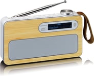 Lenco Pdr-040, Personal, Analog Och Digital, Dab+, Fm, Lcd, Bamboo, Vit, Metall, Plast, Trä