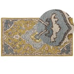 Tapis Touffeté à la Main à Motif Vintage Oriental 80 x 150 cm Jaune et Bleu Muc