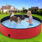 LYYJF Foldable Dog Paddling Pool, Pet Swimming Pool Bathing Tub, Portable PVC Kids Pool Collapsible Bath Tub Water Pond, Children Bathing Pool,Red,80 * 20cm