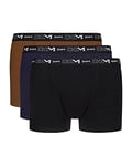 Dim Homme Boxer Clasic Cotton Stretch 3 Boxeur ajust , Noir/Bleu Denim/Marron Brownie, L EU