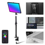 NEEWER GL25C Key Light de Streaming LED RGB, APP/PC/Contrôle Stream Deck 25W 2500Lux/0,5m 2900K-7000K IRC95+/TLCI97+ Lumière Vidéo Webcam Silencieuse Full RGB Dimmable avec Support de Bureau