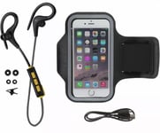 KitSound Race Wireless Sports Earphones and Armband Sports Bundle - Black SB#1