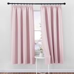 PONY DANCE Rideau Salon - Rideaux Thermiques Isolants Anti Froid Occultant Galon Fronceur pour Chambre Fille Garçons, Porte Fenêtre sans Percage, 2 Pièces, L 140 x H 175 cm, Rose Clair