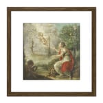 Allegory Birth William Prince Orange 8X8 Inch Square Wooden Framed Wall Art Print Picture with Mount