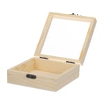 Unfinished Wooden Display Box,4.7"x4.7"x2" Storage Box with Glass Lid,Beige