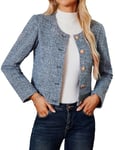 Blazer court léger pour femme, veste d'affaires, Trench-Coat pour femme de bureau, manteau à Double boutonnage, manches longues, bleu XL