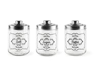 Excelsa Fine Quality Lot de 3 pots à sel en verre, sucre et café 0,8 l