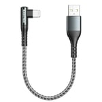 Câble Iphone Court 30cm, Cable Chargeur Iphone [Certifié Mfi] Nylon Câble Lightning Charge Rapide Angle Droit Fil Pour Iphone 14 13 12 11 Pro Max Mini Xr Xs X 8 7 6 Plus 5s Se 2020