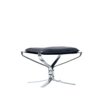 LK Hjelle - Falcon Footstool River Black / Chrome - Skamler & Taburetter - Sigurd Resell - Svart - Bomull/Lær/Metall