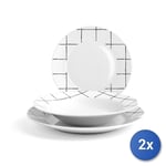 2x Tableware Services 18 Pieces Grid Home