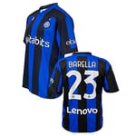 Inter ZeroPlayer 2022-2023 x-Large, Réplique Officielle Maillot Home 2022 2023 Personnalisé avec Nom et Numéro de Nicolò Civière 23, Blanc, Enfant Adulte Jeunesse Unisexe, Noir, Bleu