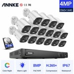 4K 16CH Ultra hd PoE nvr System avec 4MP Super hd True Full Color Night Vision H.265 + Network PoE Bullet ip Caméras de sécurité avec 16 caméras