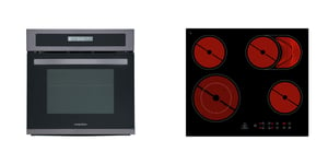 Four Cuisinière Cuisson Vitrocéramique Herdset Montage sans Cadre Noir en Acier