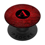 Cell Phone Pop Up Holder,Red Black Monogram Letter A Initial PopSockets PopGrip: Swappable Grip for Phones & Tablets