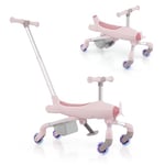 GOPLUS 2 en 1 Draisienne Bebe Evolutif pour Enfants 1,5-6 Ans, Porteur Enfant Forme Avion Vélo EnfantRéglable, Roues Eclairées par LED, Panier de Rangement Arrière, Charge 50KG (Rose)