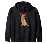 Xmas Lights Reindeer Santa Labrador Retriever Dog Christmas Zip Hoodie