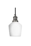 Brooklyn Opal Glass Schoolhouse Pendant Light, 5.5 Inch, White, Pewter Holder