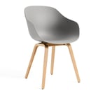 HAY - AAC222 Chair WB Lacq Oak Base Concrete Grey 2.0 Shell - Matstolar - Hee Welling - Grå - Trä/Plast