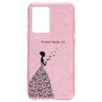 Coque Iphone 12 PRO MAX paillettes rose fee papillon personnalisee