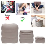 Inflatable Travel Footrest Leg Foot Rest Plane Pillow Pad Three layer Adjustable