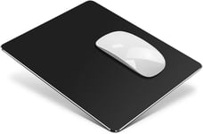 Tapis de Souris Rigide Tapis Souris Mac Design Double Face Lisse et Ultra Mince, Métal Aluminium Mouse Pad étanche Contrôle Rapide et précis pour Les Jeux, Le Bureau (Moyen, Noir, 24x20 cm)