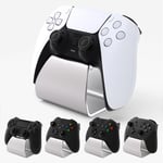 PlayVital Support pour ps5 Support Manette pour ps5 pour ps4,Stand-AL Socle Manette pour Xbox Series X S/Xbox One Controller Stand Métal pour Switch Pro avec Stickers Antidérapant de Support-Argent